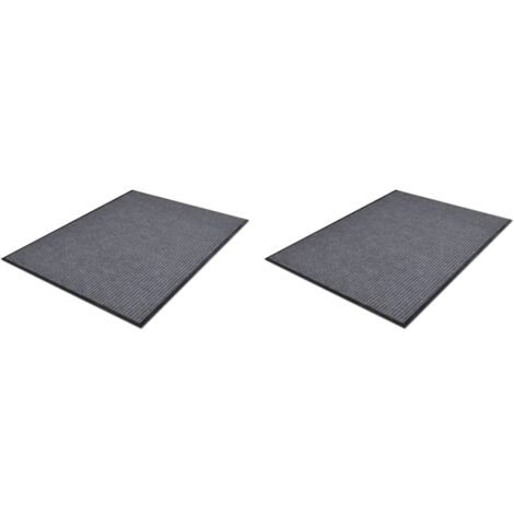 2 pcs Paillasson,Tapis d'entrée,Tapis de Porte Intérieur et Extérieurs PVC Gris 90x60 cm CFW25612 (1/5)