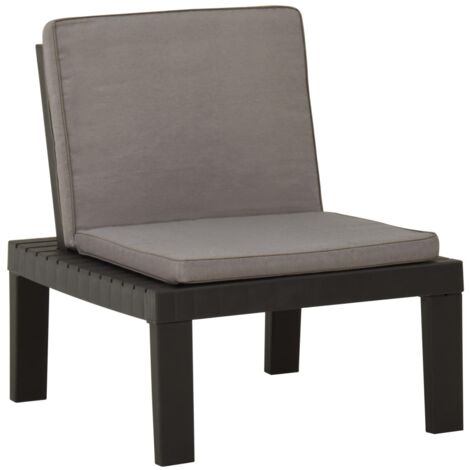 Chaise de salon de jardin,Siège de Terrasse Chaise d'extérieur avec coussin Plastique Gris CFW895486 (1/5)