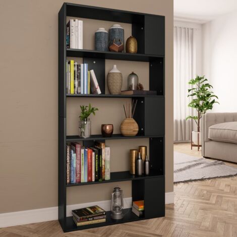 Bibliothèque/Séparateur de pièce,Armoire de livres,Meuble de Rangement Noir Bois d’ingénierie CFW63537 (1/5)