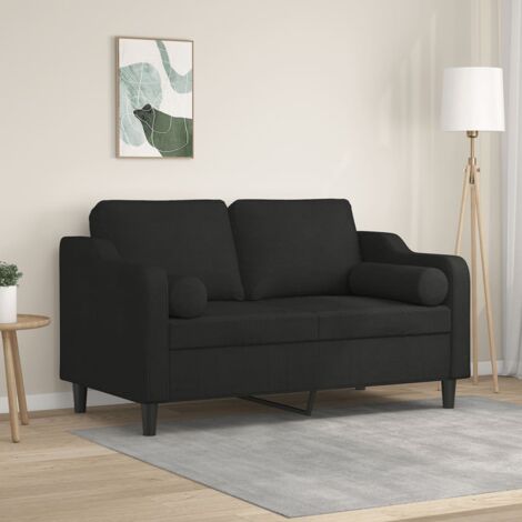 Canapé 2 places,Sofa pour Salon,Banquette avec oreillers décoratifs noir 120 cm tissu CFW97564 (1/5)