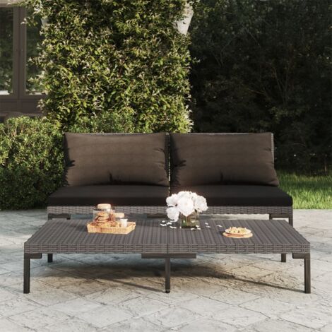 2 pcs Canapés de jardin，Canapé d'extérieur，Sofa de jardin avec coussins Résine tressée demi-ronde CFW24273 (1/5)