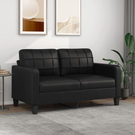 Canapé à 2 places,Sofa pour Salon,Banquette Noir 140 cm Similicuir CFW33789 (1/5)