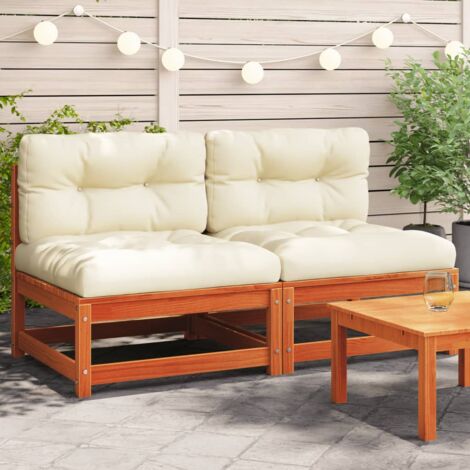 2 pcs Canapés de jardin,Canapé d'extérieur,Sofa de jardin sans accoudoirs coussins bois massif pin CFW93437 (1/5)