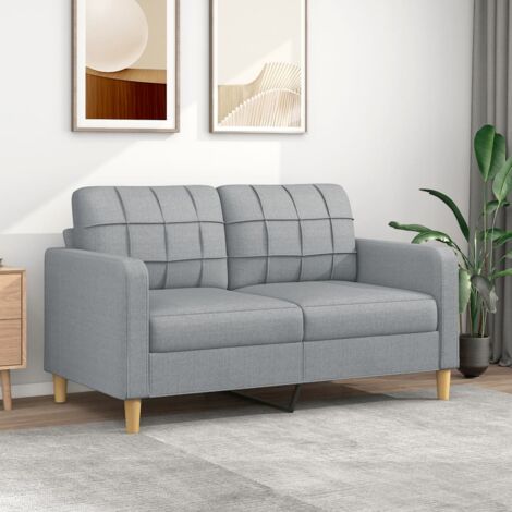 Canapé à 2 places，Sofa pour Salon，Banquette Gris clair 140 cm Tissu CFW56009 (1/5)