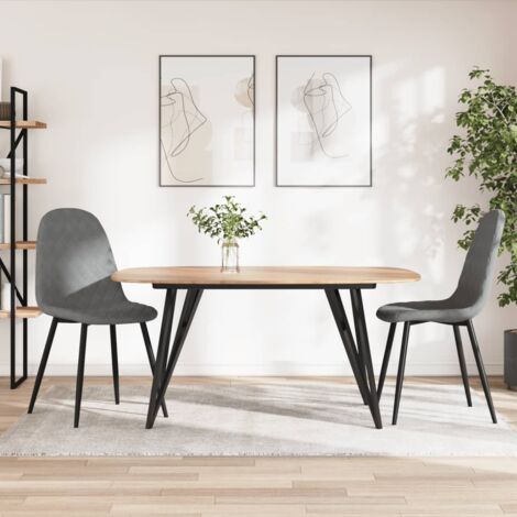 Lot de 2 Chaises à manger,Chaise de salle à manger Gris clair Velours CFW75631 (1/5)