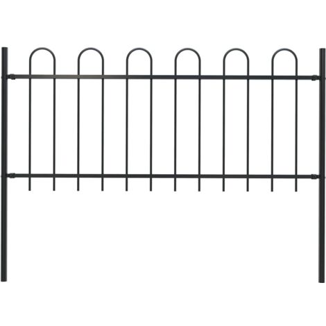 Clôture de jardin avec dessus en cerceau Acier 1,7 m Noir CFW37762 (1/5)