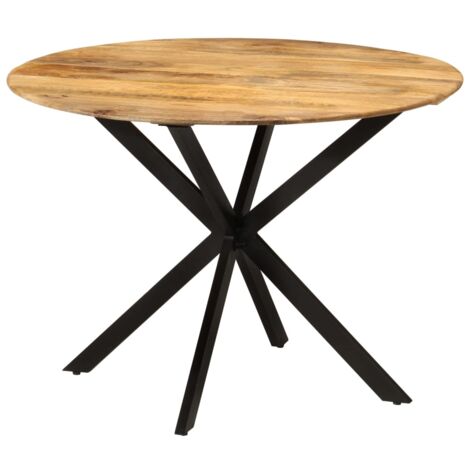 Table à dîner，Table de salle à manger Ø110x78 cm Bois de manguier massif et acier CFW61219 (1/5)