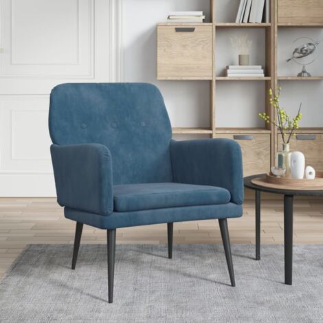 Fauteuil de Salon,Fauteuil Bleu 62x79x79 cm Velours CFW69590 (1/5)