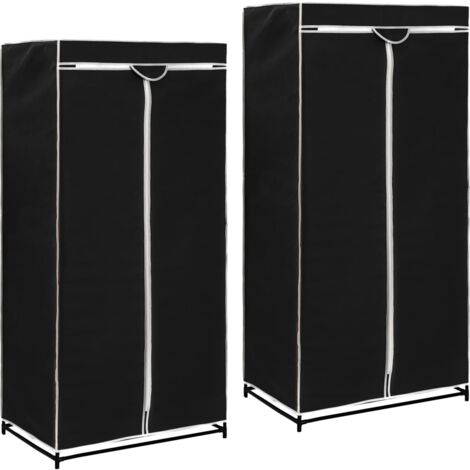 2 pcs Garde-robes,Armoire de Rangement Noir 75x50x160 cm CFW84647 (1/5)