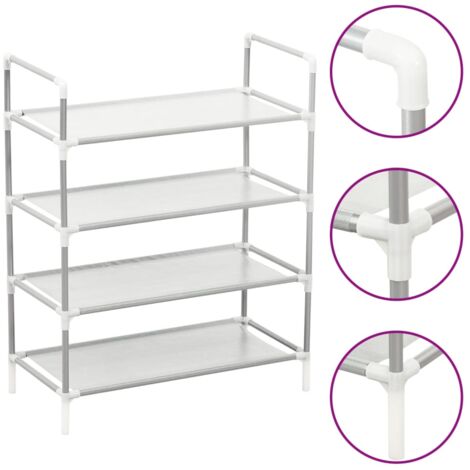 Meuble à chaussures,Étagère à chaussures 4 Meuble à chaussures,Étagères Métal et tissu intissé Argenté CFW57238 (1/5)