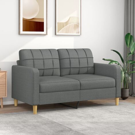 Canapé à 2 places,Sofa pour Salon,Banquette Gris foncé 140 cm Tissu CFW92952 (1/5)