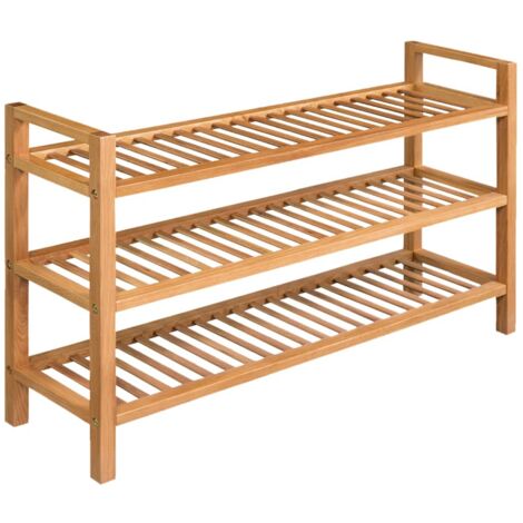 Meuble à chaussures,Étagère à chaussures avec 3 Étagères 100x27x60 cm Chêne massif CFW38828 (1/5)