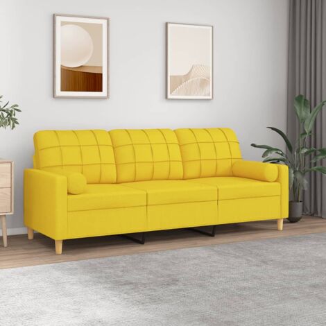 Canapé 3 places，Sofa pour Salon，Banquette avec oreillers jaune clair 180 cm tissu CFW46281 (1/5)