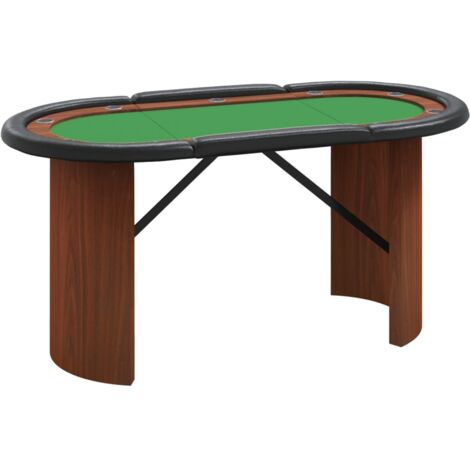 Table De Poker Pliable 10 Joueurs - Dimensions 207x106x76 Cm - Dessus Feutre Casino, Porte-gobelets Intégré - Vert