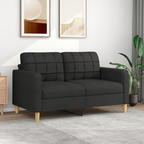 Canapé à 2 places，Sofa pour Salon，Banquette Noir 140 cm Tissu CFW34334 (1/5)