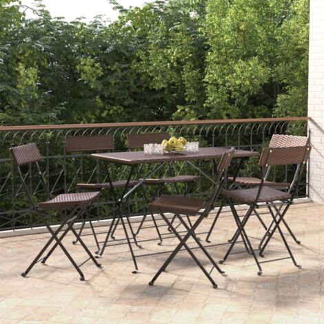 Lot de 6 Chaise de salon,Chaises de bistrot pliantes Résine tressée et acier CFW45877 (1/5)
