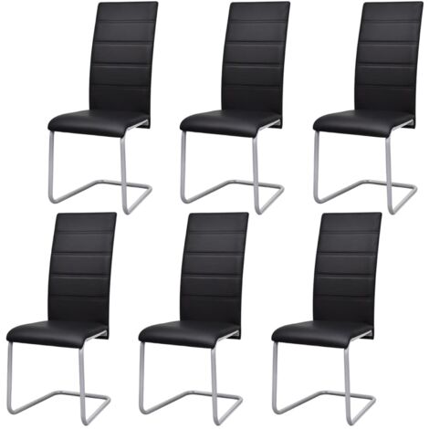 Lot de 6 Chaises à manger,Chaise de salle à manger cantilever noir similicuir CFW78653 (1/5)
