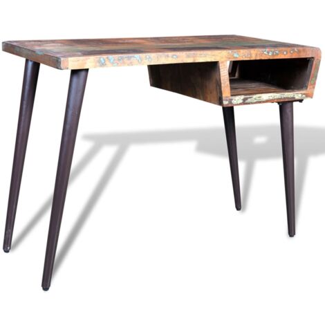 Bureau,Table de travail,Table d'étude avec pieds en fer Bois de récupération CFW156457 (1/5)