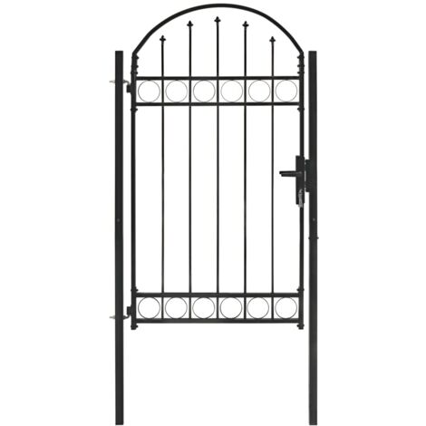 Portail de jardin,Portail de clôture,Portillons de jardin avec dessus arqué Acier 100 x 175 cm Noir CFW34388 (1/5)