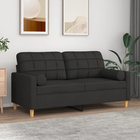 Canapé 2 places,Sofa pour Salon,Banquette avec oreillers décoratifs noir 140 cm tissu CFW13166 (1/5)