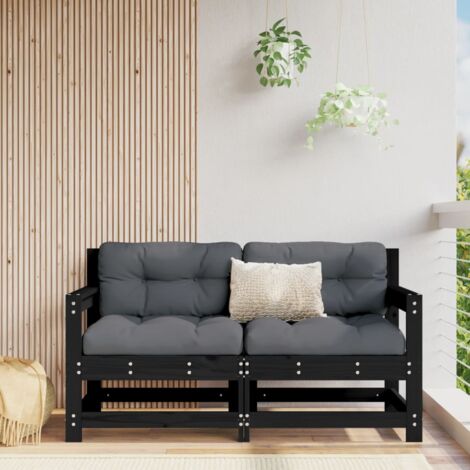 Design In – Canapé d'angle de jardin 2 pcs en bois de pin massif noir – Dimensions 62x66x70,5 cm – Conception modulaire pour espaces extérieurs - CFW47388