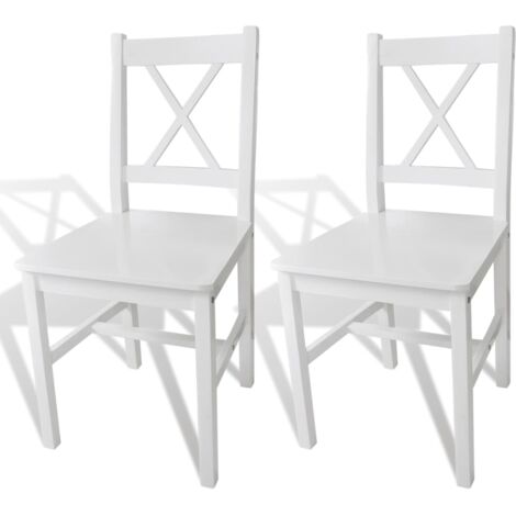 Lot de 2 Chaises à manger,Chaise de salle à manger blanc bois de pin CFW69273 (1/5)