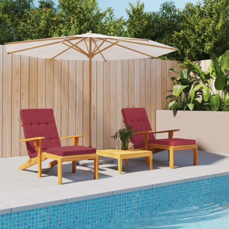 Lot de 2 Coussin extérieur,Coussins de chaise longue rouge bordeaux tissu oxford CFW11112 (1/5)
