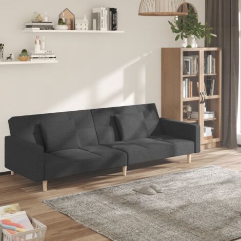 Canapé-lit，Canapé convertible à 2 places avec deux oreillers Gris foncé Tissu CFW89675 (1/5)