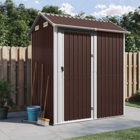 Abri de jardin,Remise Cabane pour outils, Stockage Rangement Extérieur marron 192x152,5x237 cm acier galvanisé CFW13839 (1/5)