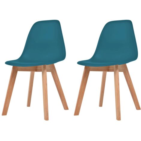 Lot de 2 Chaises à manger,Chaise de salle à manger turquoise plastique CFW72496 (1/5)
