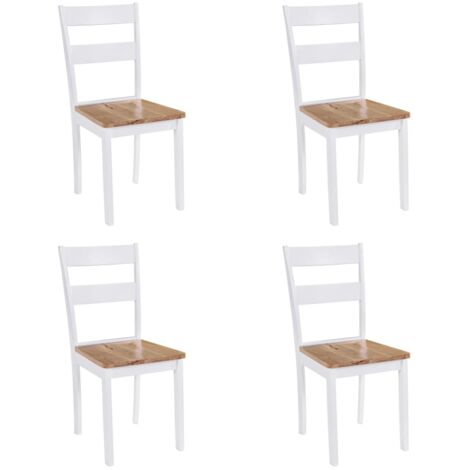 Lot de 4 Chaises à manger,Chaise de salle à manger blanc bois d'hévéa massif CFW67656 (1/5)