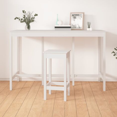 Table de bar Blanc 180x80x110 cm Bois massif de pin CFW80979 (1/5)