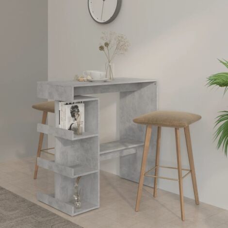 Table de bar étagère de rangement Gris béton Bois d'ingénierie CFW37643 (1/5)