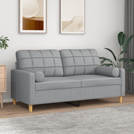 Canapé 2 places，Sofa pour Salon，Banquette avec oreillers gris clair 140 cm tissu CFW72392 (1/5)