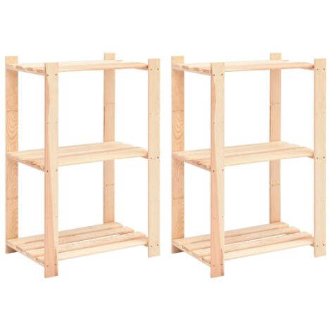 2 pcs Étagères de rangement à 3 niveaux,Étagère de Rangement 60x38x90 cm Pin 150 kg CFW67367 (1/5)