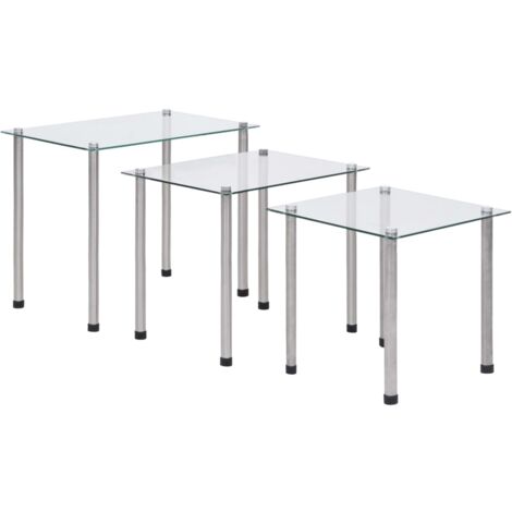 3 pcs Tables gigognes Transparent Verre trempé CFW93065 (1/5)