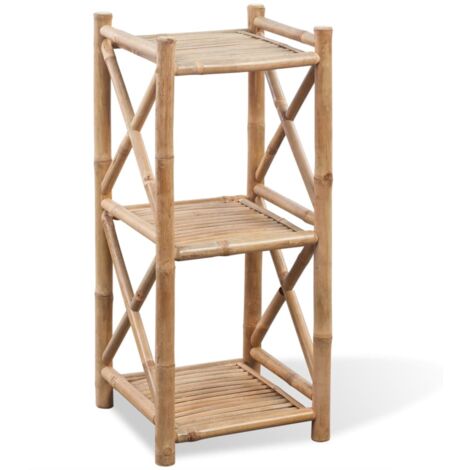 Étagère à 3 niveaux,Étagère de Rangement carré bambou CFW81312