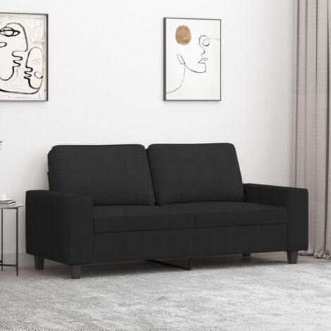 Canapé à 2 places,Sofa pour Salon,Banquette Noir 140 cm Tissu CFW32326 (1/5)