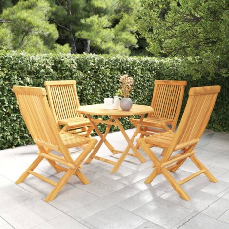 Ensemble à manger de jardin 5 pcs,Salon de jardin Bois de teck massif CFW61881 (1/5)