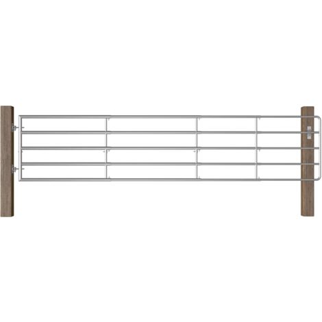 Portillon,Portail de jardin à 5 barres Acier (150-400)x90 cm Argenté CFW90014 (1/5)
