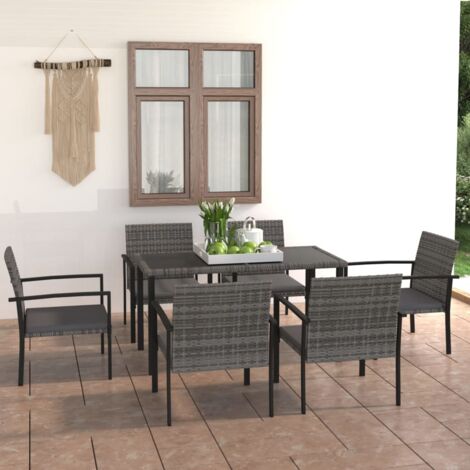 Ensemble à manger de jardin 7 pcs,Salon de jardin Résine tressée Gris CFW66339 (1/5)