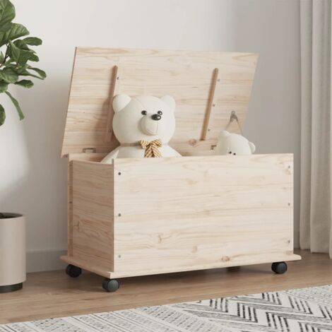 Coffre de rangement à roulettes ALTA 73x39,5x44 cm bois de pin CFW62727 (1/5)