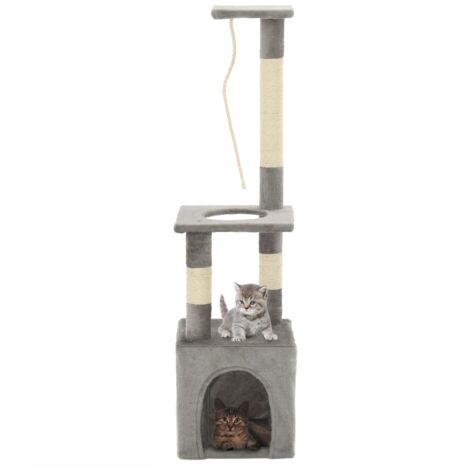 Arbre à chat,Maison pour chat,Arbre à Grimper avec griffoirs en sisal 109 cm Gris CFW30321 (1/5)