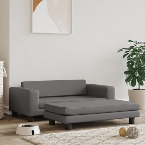 Lit pour chien,Couchage pour chien avec extension gris 100x50x30 cm similicuir CFW48308 (1/5)