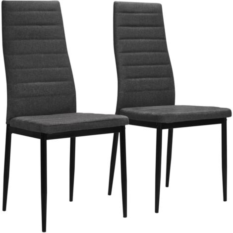 Lot de 2 Chaises à manger,Chaise de salle à manger gris foncé tissu CFW94043 (1/5)