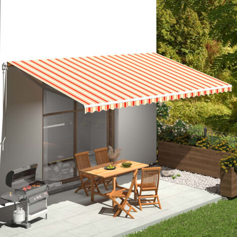 Tissu de remplacement pour auvent Jaune et orange 6x3,5 m CFW76445 (1/5)