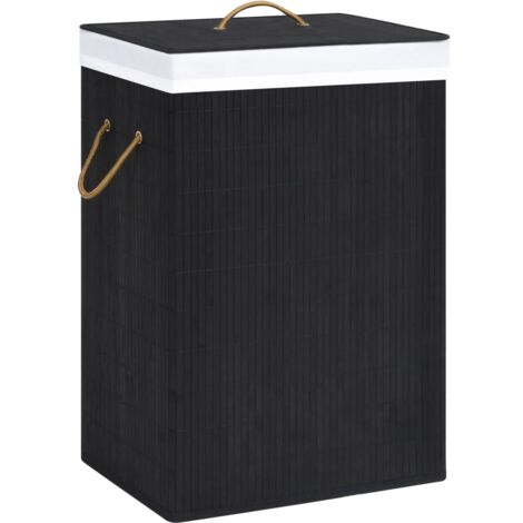 Panier à linge avec 2 sections bambou noir 72 L CFW97967 (1/5)