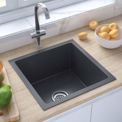 Évier de cuisine,Bac,Vasque à poser fait main Noir Acier inoxydable CFW71559 (1/5)