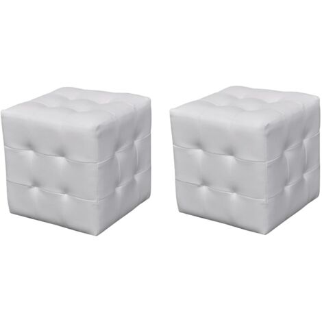 Tabourets,Repose-pied,Pouf cube Blanc CFW69121 (1/4)