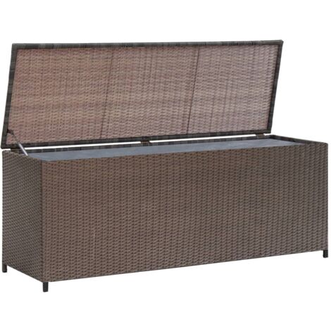 Boîte de rangement de jardin,Coffre de rangement marron 120x50x60 cm résine tressée CFW73691 (1/5)
